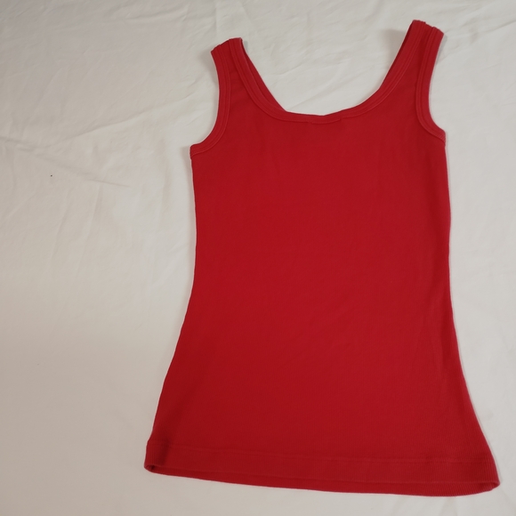 bebe Red Ribbed Tank with Rhinestone Logo Detail - Picture 5 of 7